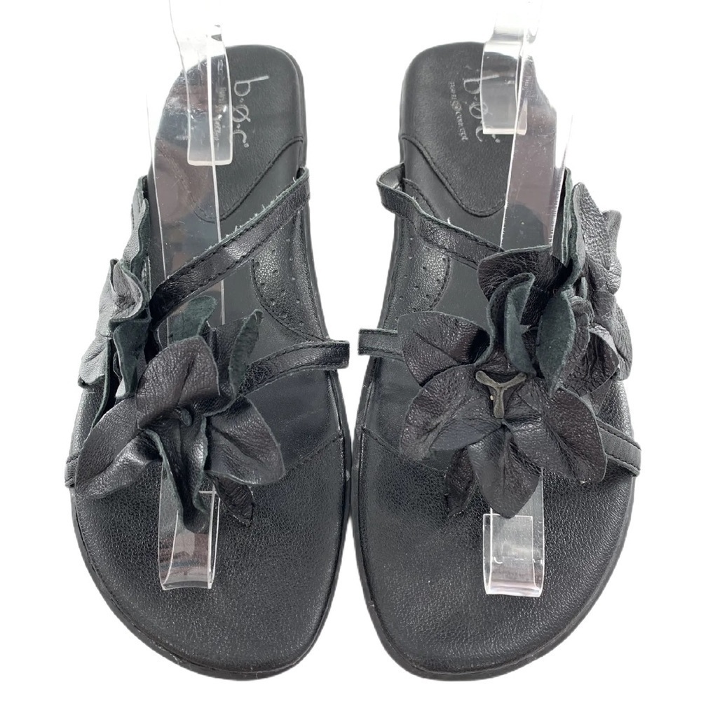 BOC born concepts womens sandals size 10 42 M/W black leather floral slides